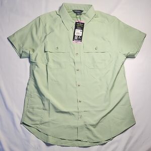 Eddie Bauer Short Sleeve Adventure Shirt Quiet Green Women’s Small UPF 50 NWT